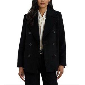 Lauren Ralph Lauren black wool blend double breasted pea coat - 8